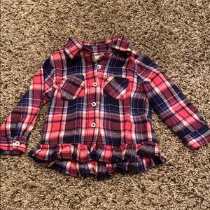 Peek Kids 6-12 month pink and blue plaid flannel